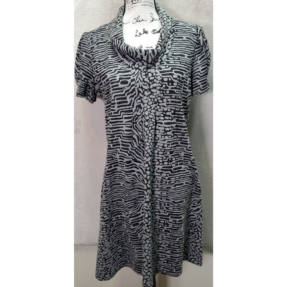 Calvin Klein Dresses & Skirts - Calvin Klein Sheath Dress Women Size 10 Gray Animal Print Short Sleeve Cowl Neck